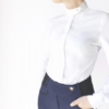 A Tiss B - col à bouton - chemise - concours - blanc - femme - pantalon bleu marine